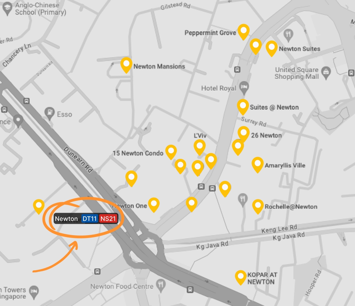 Map of condos near Newton MRT